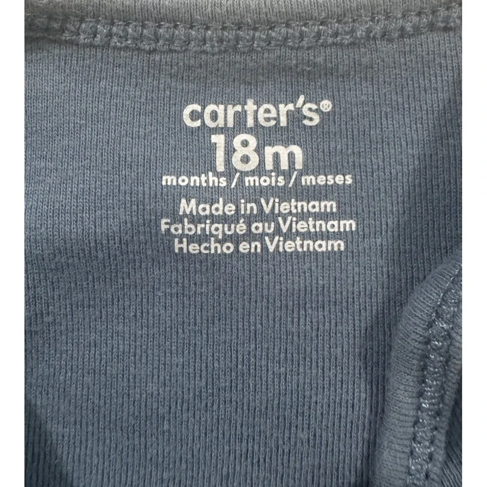 Carters Baby Boy Bodysuit 18 Months Steel Blue Short Sleeve Cotton 1R839910